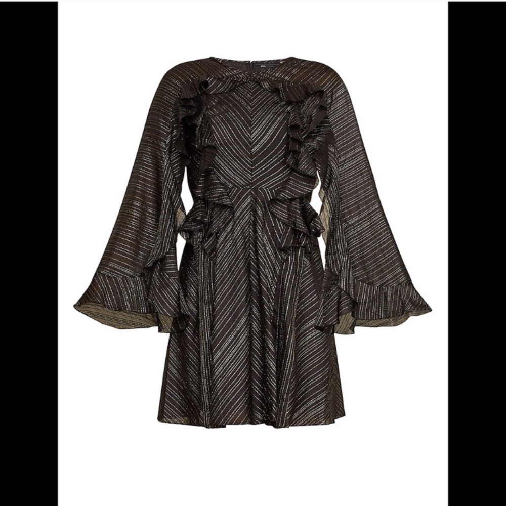 $300 off! 🤩 NWT BCBG MAXAZRIA metallic ruffle cocktail dress FITS LIKE SM! - Picture 7 of 8